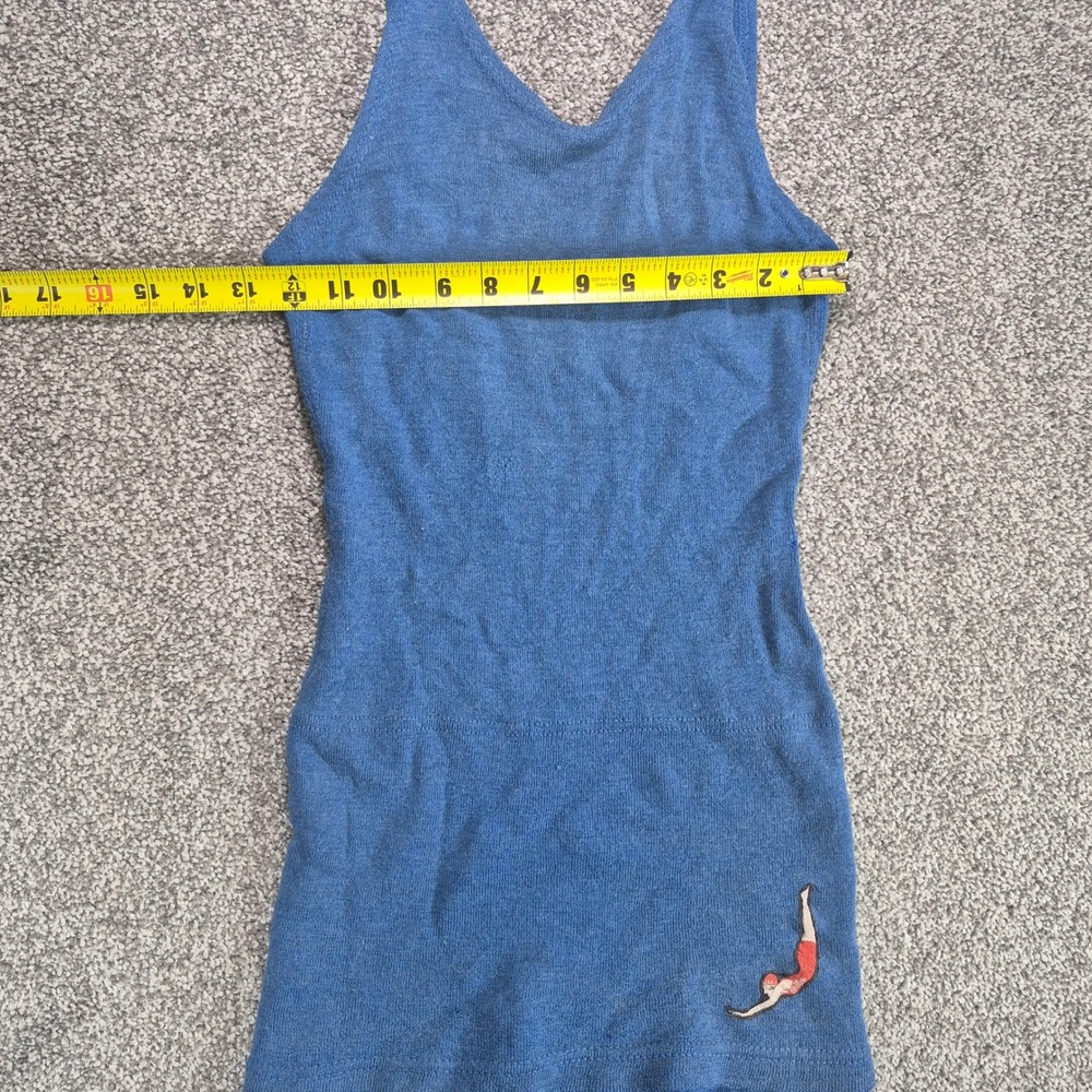 Vintage 1930s Jantzen Swimsuit Womens 38 Blue Wool Knit Diving Girl USA - Picture 5 of 11
